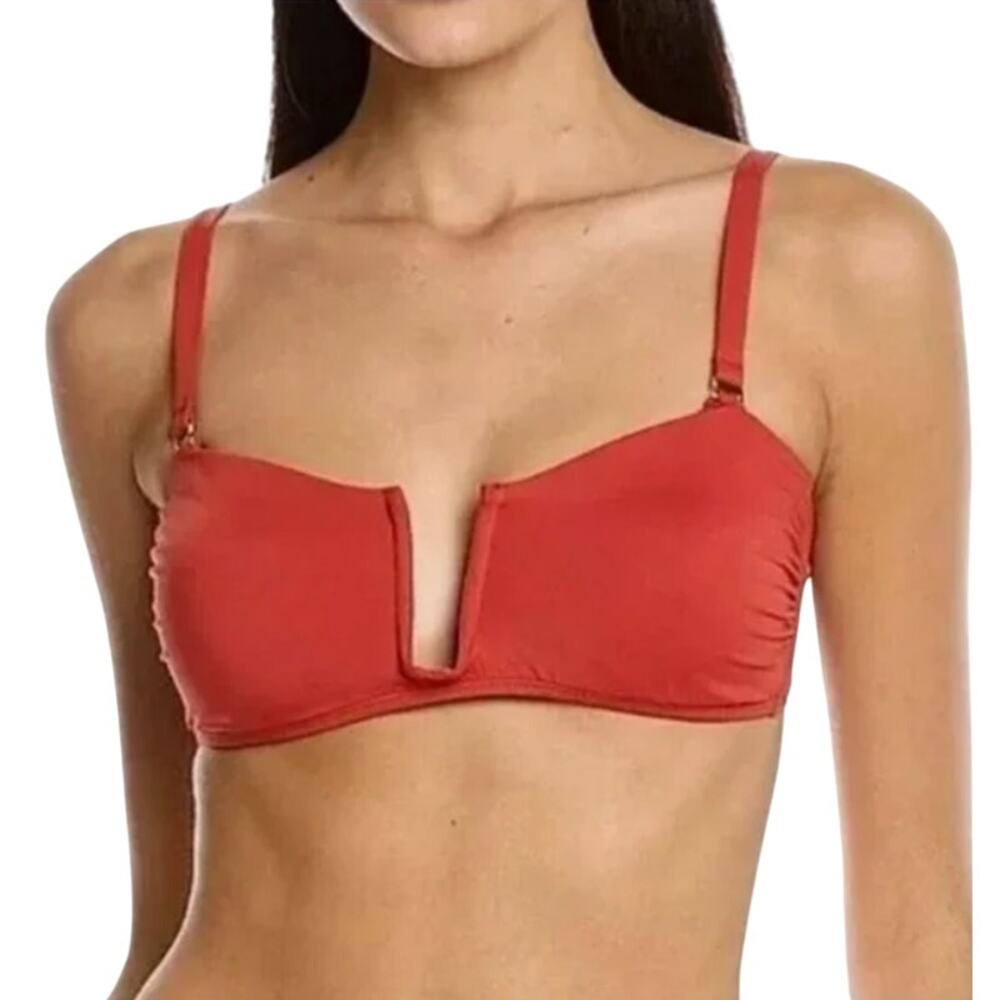 Andie Red Bikini Top Adjustable Straps Cartagena Bandeau Size Small - Picture 1 of 7